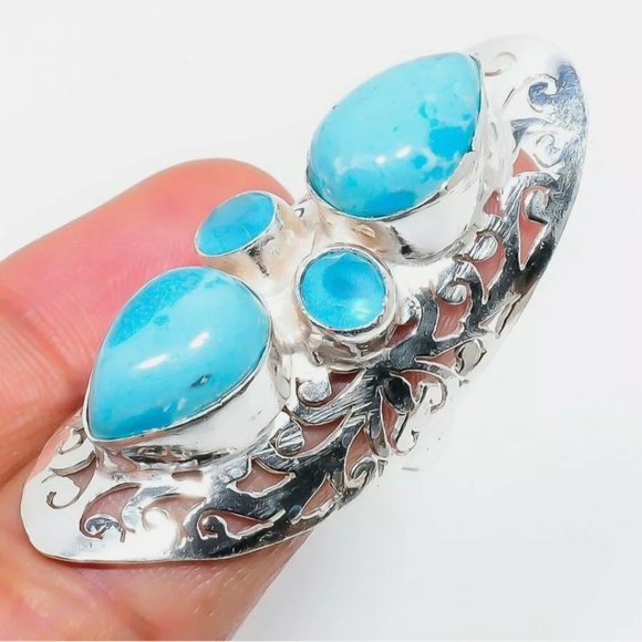 New Mosaic Jasper and Chalcedony 925 Silver Statement Ring. - Picture 13 of 13